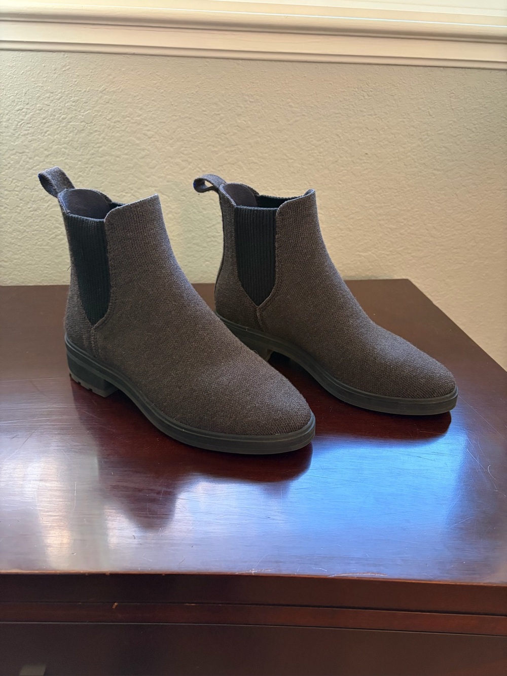 Rothy's Women's Chelsea Ankle Boots in Dark Grey Knit